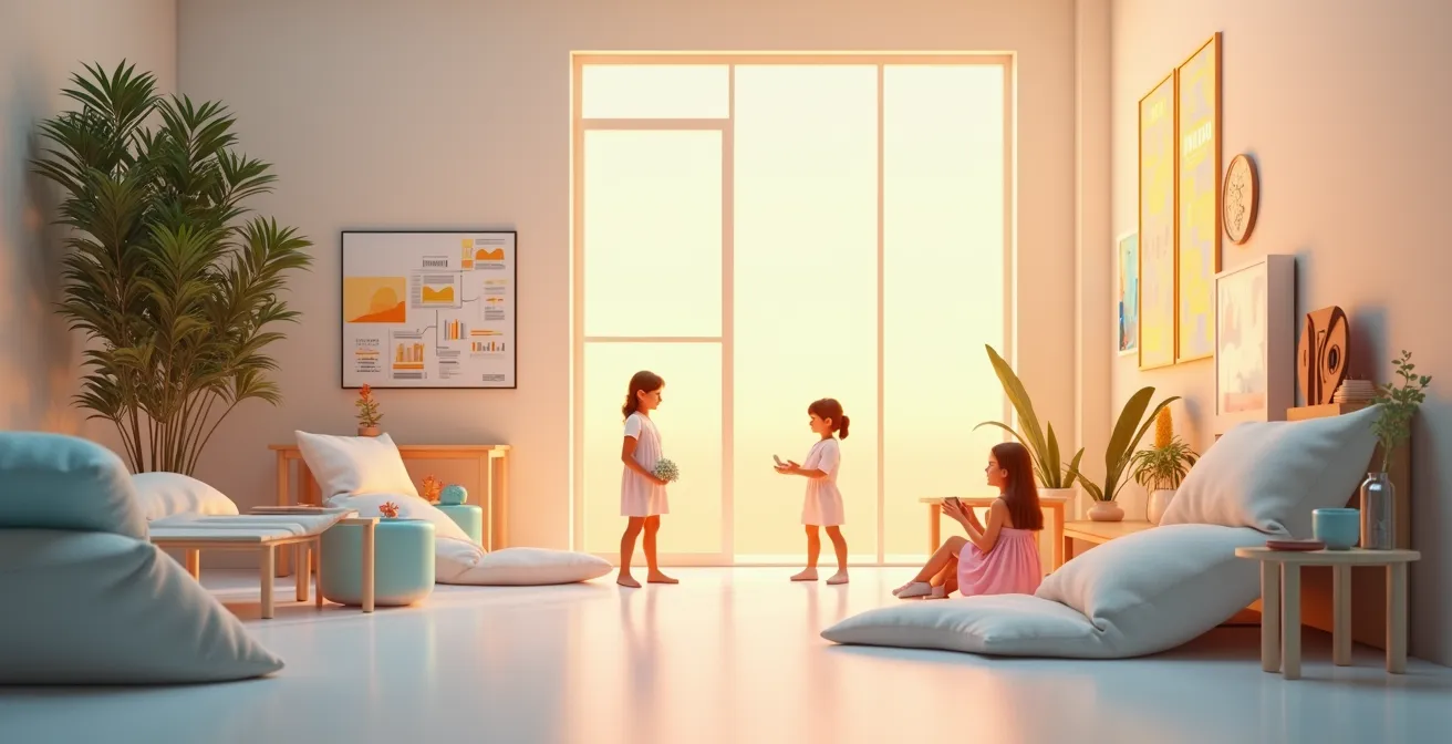 Composition visuelle de contenu multiformats pour l'attention numérique - infographie, photo, vidéo et design moderne représentant la stratégie de contenu à l'ère de l'économie de l'attention