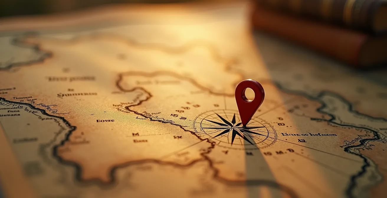 Illustration d'une carte au trésor stylisée avec symboles de stratégie marketing et visualisation de données, style magazine éditorial.