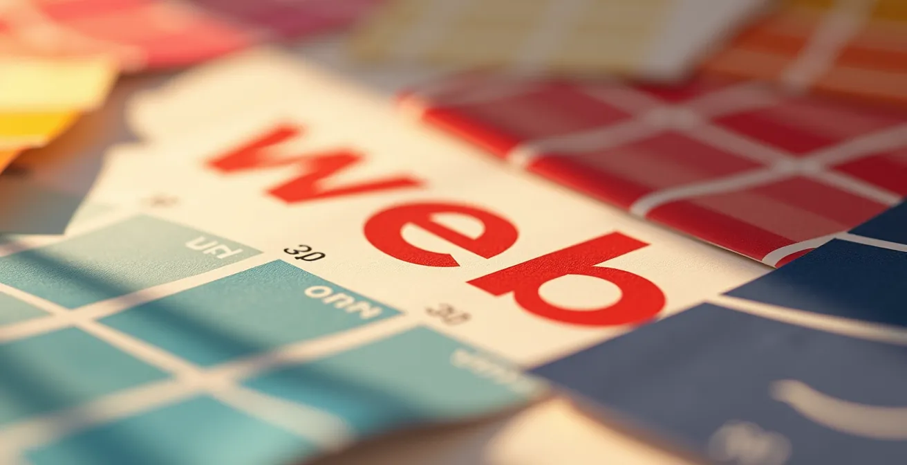 Image éditoriale montrant des éléments de design stratégique reflétant l'identité de marque sans texte