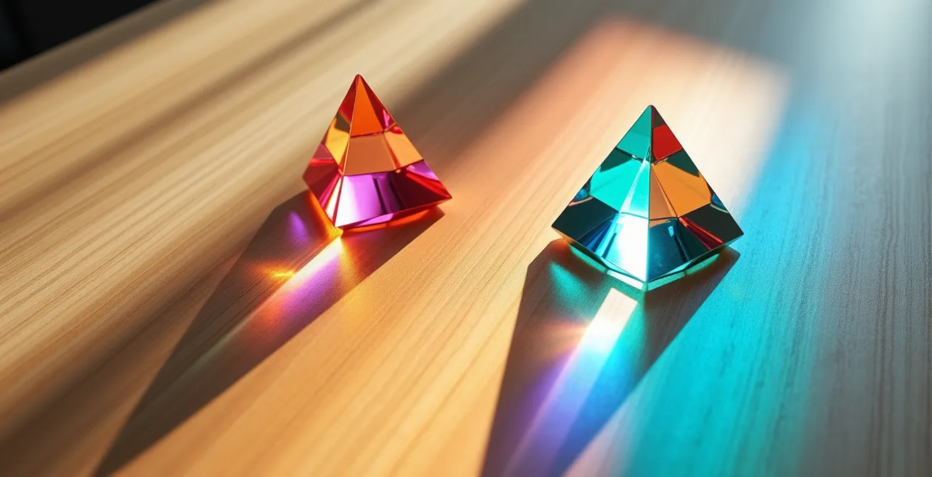 Vue symbolique d'un espace de travail moderne avec des visualisations de données abstraites flottant dans l'air