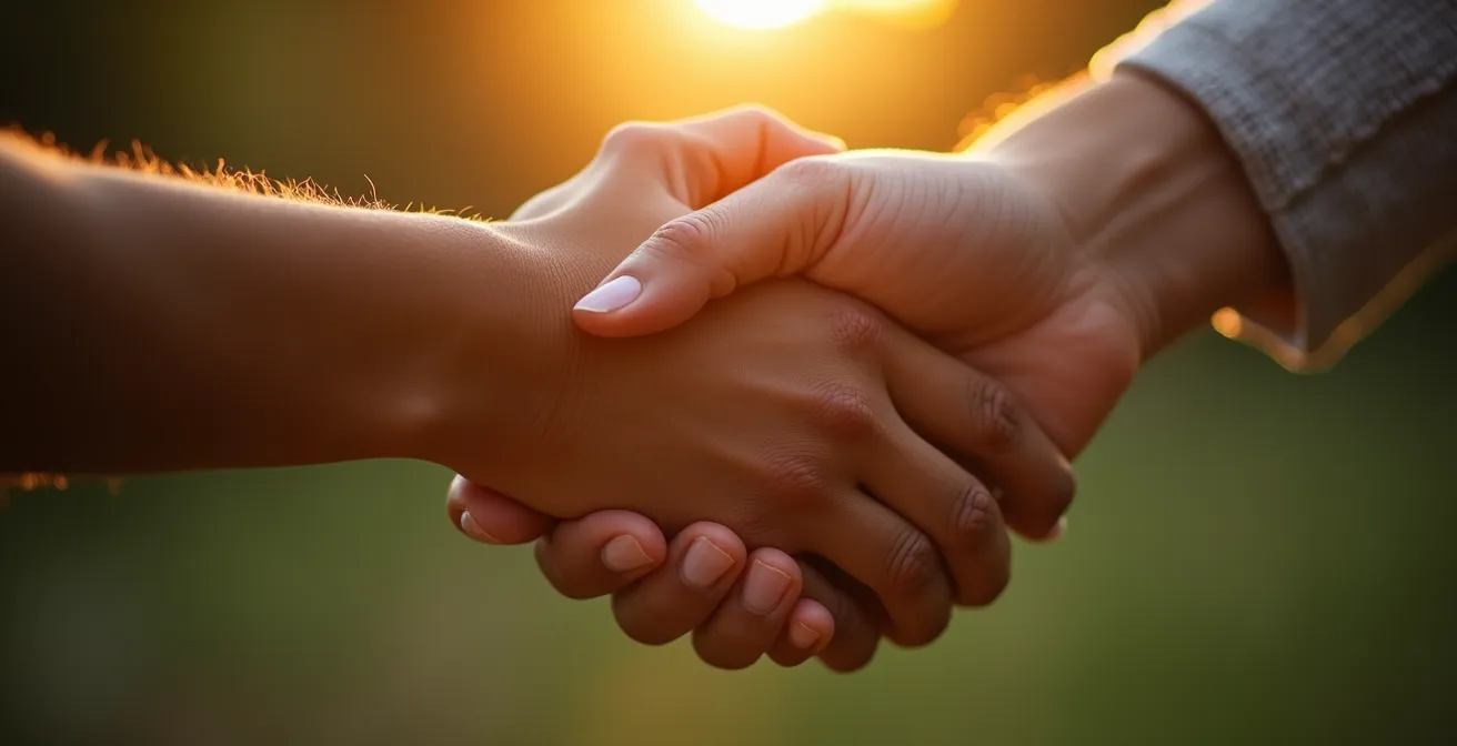 Vue macro sur des mains entrelacées symbolisant l'engagement et la fidélité entre clients et marque