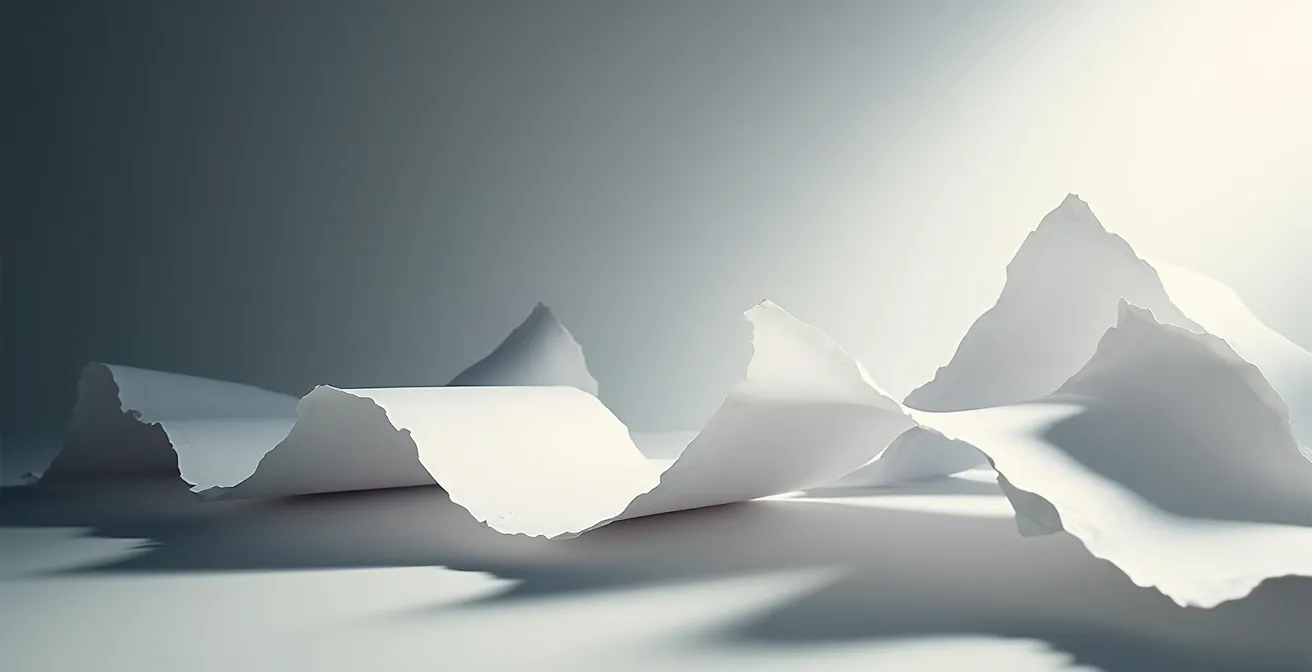 Métaphore visuelle de la transformation du texte écrit en conversation naturelle, illustrant le passage au langage simple.